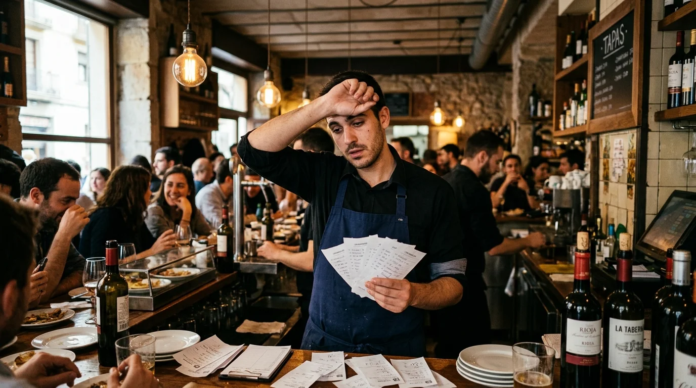 Comandas en hora punta en un restaurante