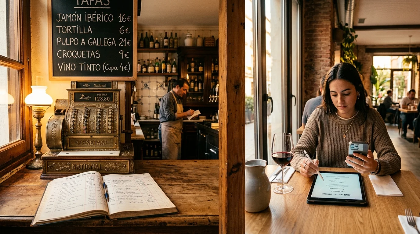 Restaurante con sistemas digitales modernos