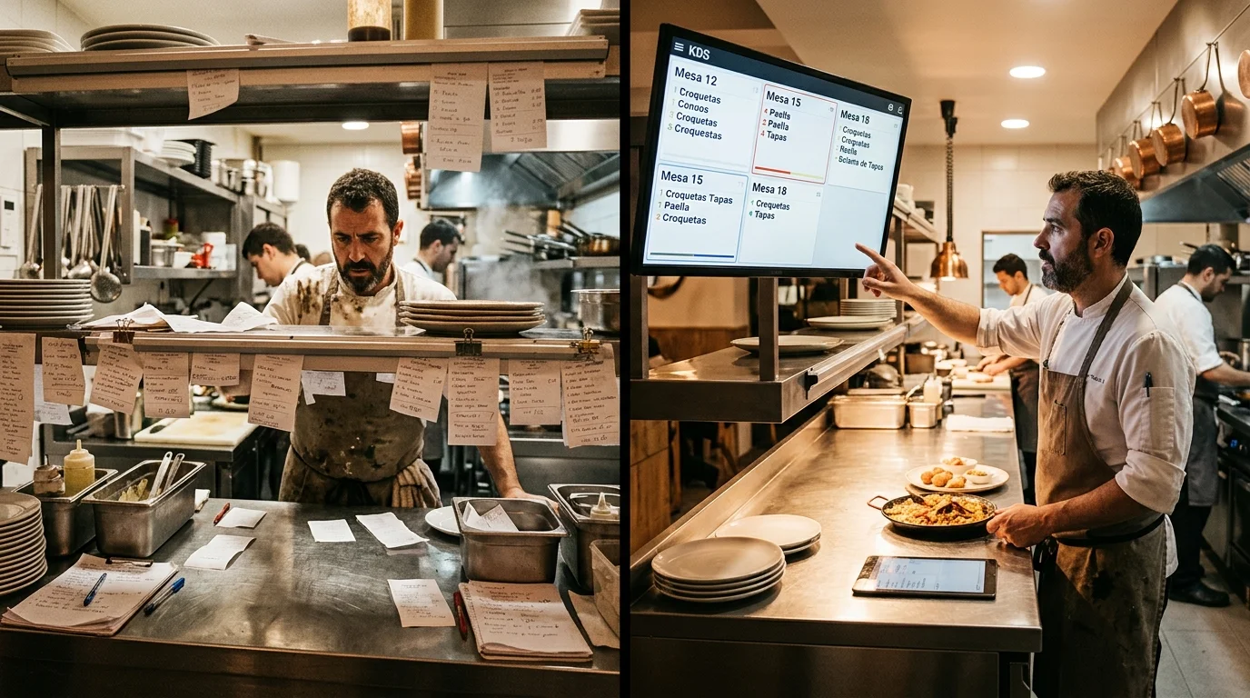 Comparativa cocina con papel vs cocina con KDS