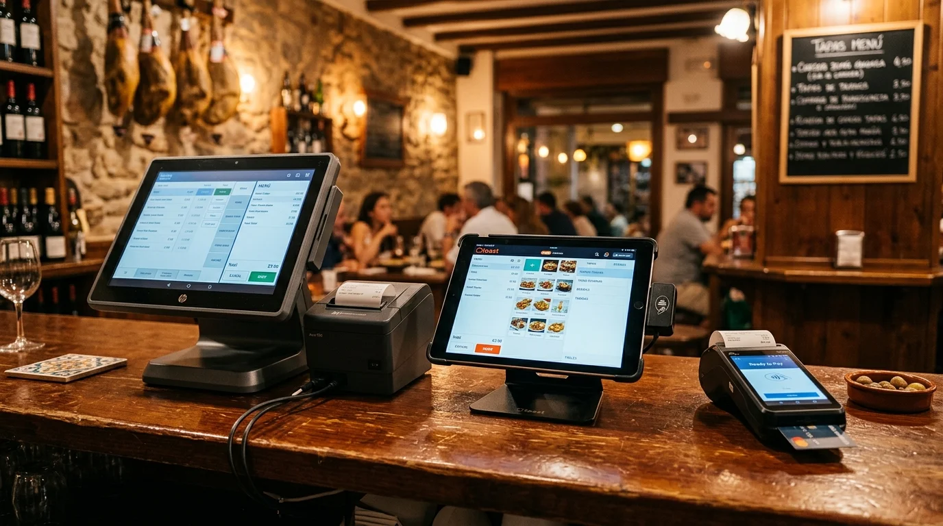 TPV táctil moderno en restaurante